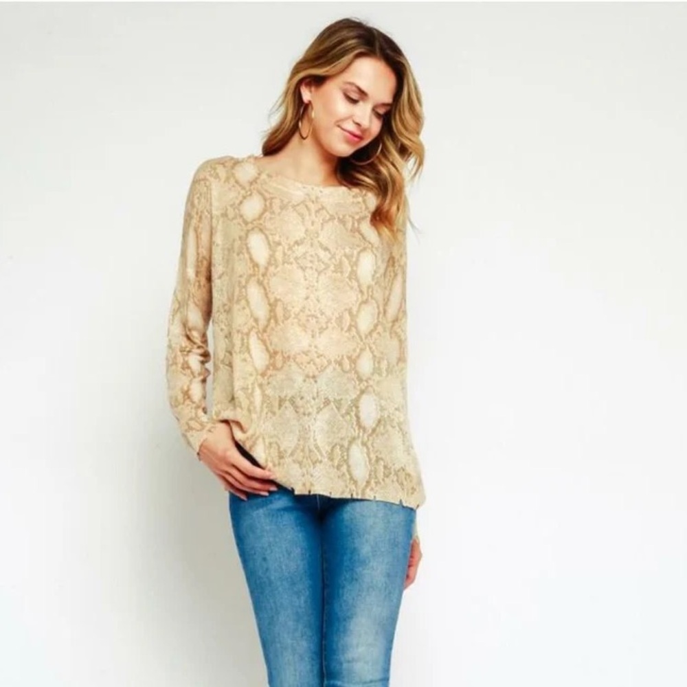 Olivaceous Snake Print Long Sleeve